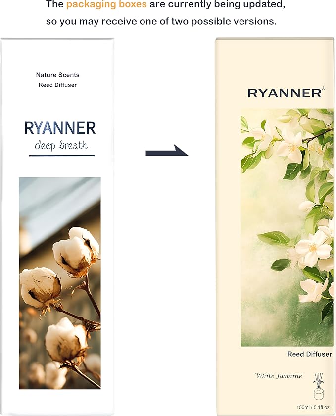 Flower Reed Diffuser Set,5.1 fl oz White Jasmine Scent Diffuser with Sticks Home Fragrance Reed Diffuser with Essential Oil for Bathroom Shelf Decor&Air Freshener,Home Bathroom Office Decor