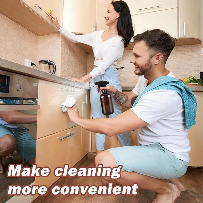 2PCS Plastic Spray Bottles Refillable Container Empty Small Spray Bottle 10oz/300ml with Adjustable Mist/Stream,Water Spray Bottles for Hair, Plant, Cleaning, Pet (brown)