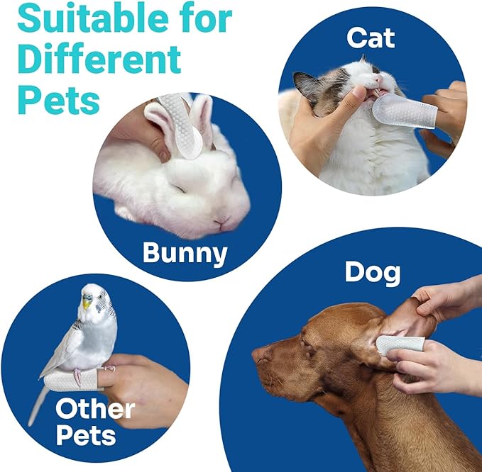 Conkote Dog Ear Finger Wipes, Ear Cleaner Wipes for Dogs & Cats 50 Count, Cat Ear Cleaner, Reduce Plaque and Tartar, Ear Wipes for Dog Remove Ear Wax, Dirt and Debris Freshens Breath