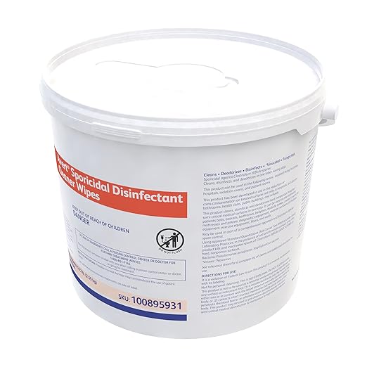 Diversey Avert Sporicidal Disinfectant Cleaner Wipes, 1-Ply, 11 x 12, Chlorine Scent, 160/Canister, (Pack of 1)