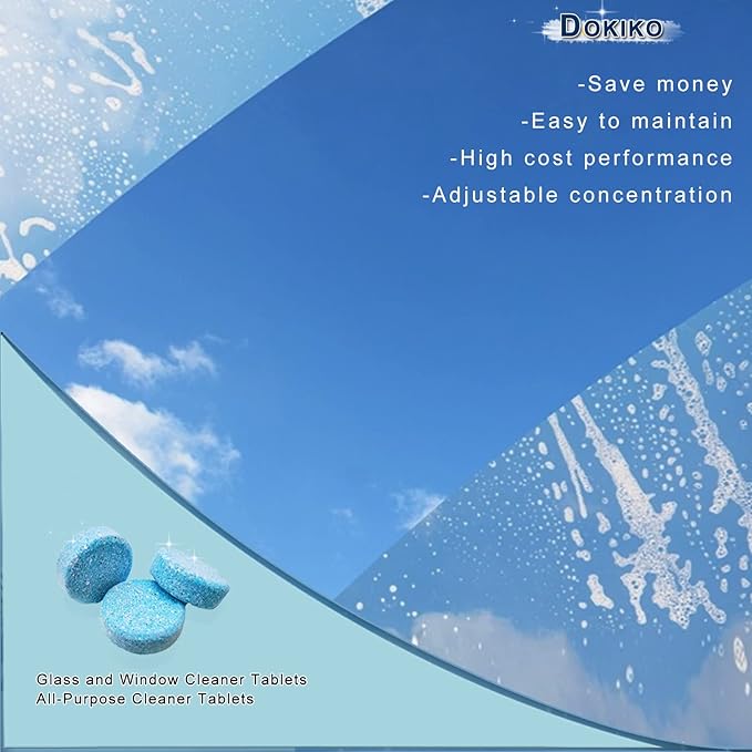 100 PCS Glass Cleaner Refill,Glass Clean Tablets, Window Clean Refill Tablets, 100 Concentrated Dissolvable,1 Pack Makes 100 * 16 fl oz Spray Effective cleaning