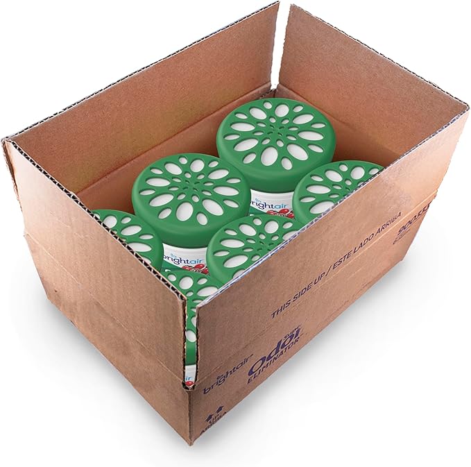 Bright Air 14 oz. Super Odor Eliminator, For Medium-Size Spaces, Winter Pine & Berries Scent, Case of 6, Odor Eliminator & Air Freshener, Natural Essential Oils, Lasts Up to 90 Days Each