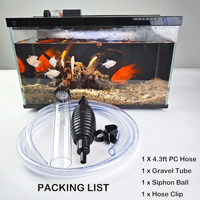 4.3ft Fish Tank Cleaner Aquarium Siphon Gravel Vacuum for Aquarium Fish Tank Changing Water Cleaning Gravel and & Sand