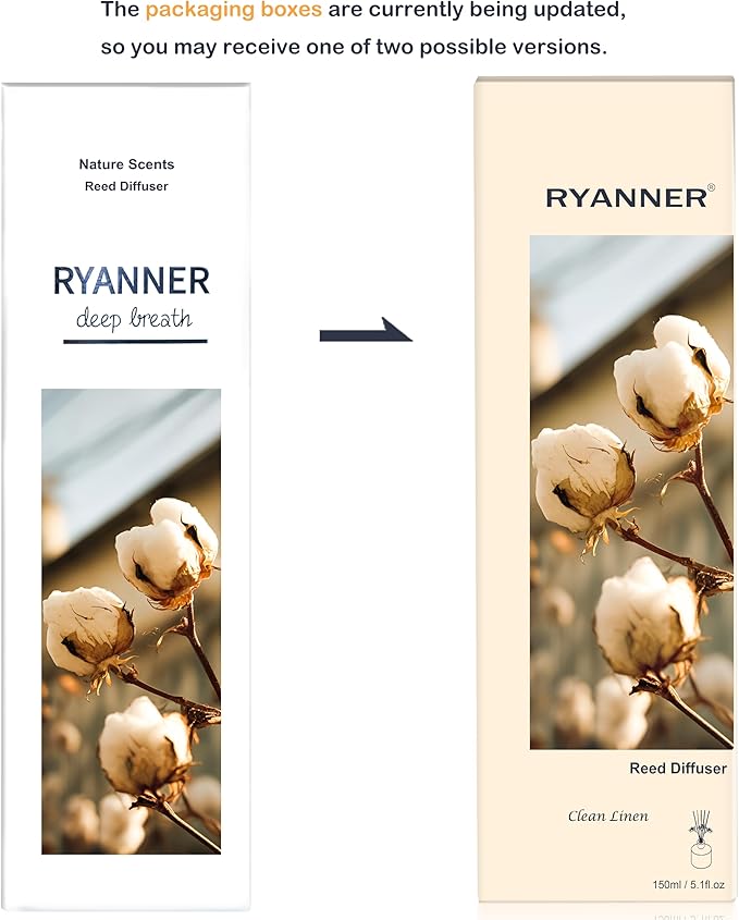 Reed Diffuser Set,5.1 fl oz Clean Linen Scent Diffuser with Sticks Home Fragrance Reed Diffuser with Essential Oil for Bathroom Shelf Decor&Air Freshener,Home Bathroom Office Decor & Gifts