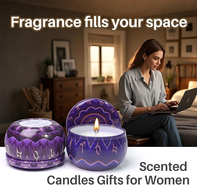 12 Constellation Scented Candles Gift Sets | Soy Wax Travel Tins Candles with Essential Oils |12 Scents Aromatherapy Relaxation Jar Candles for Home | Birthday, Christmas Gift Set for Women/Men