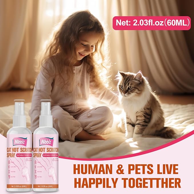 2 Pack Cat Deterrent Spray, Natural Cat Repellent Spray for Indoor & Outdoor, Scratch Deterrent for Furniture, Couches & Plants, Training Aid to Stop Scratching & Marking for Cats & Kittens