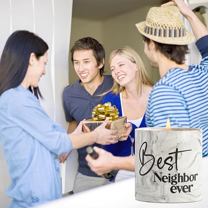 Best Neighbor Ever Gifts-6 oz Scented Candle Lavender Hello Neighbor Gifts for Neighbors New Neighbor Welcome Gift Funny Candle Goodbye Moving Housewarming Presents for New House for Neighbor