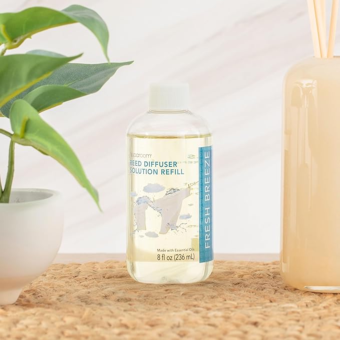SpaRoom Reed Diffuser Oil Refill – Fresh Breeze Scent, 8oz Air Purifying Aroma for a Light and Open Feel, Ideal for Living Rooms or Hallways, Subtle Everyday Freshness for Whole Home Balance