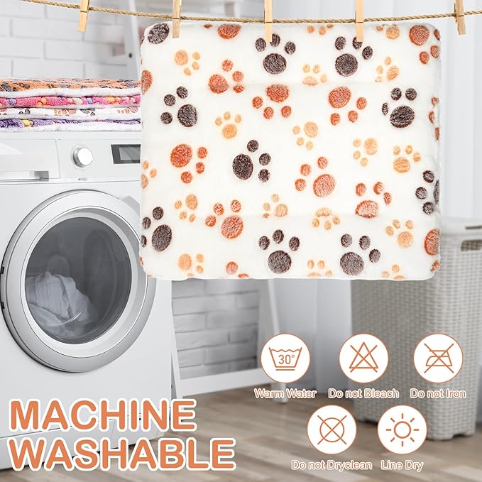 Haull 4 Pcs Waterproof Guinea Pig Bedding Winter Guinea Pig Bed Plush Cage Liners Soft Dog Cat Mat Reversible Winter Cozy Animal Pee Pad Hamster Bed Mat for Bunny(Paw,13 x 18.5 Inch)