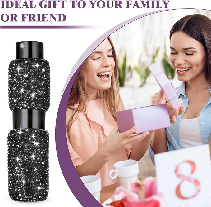 Portable 8ML Perfume Travel Refillable Bottle, Travel Size Perfume Refill Atomizer Bottle,Mini Spray Bottle Empty for Refill(Black 2PCS)