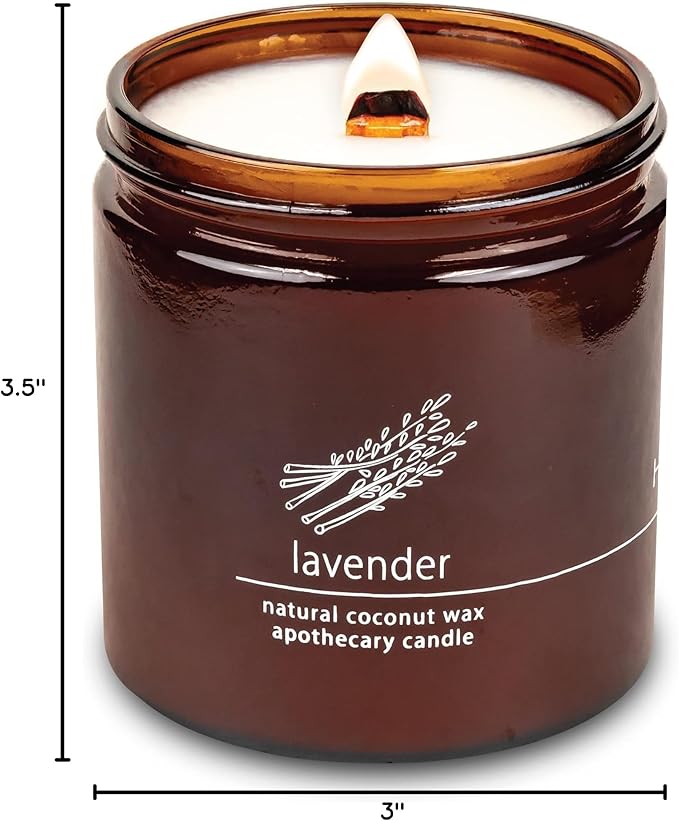 Hemlock Park Crackling Wood Wick Candle Handcrafted with Natural Coconut Wax (Large 16 oz, Lavender)