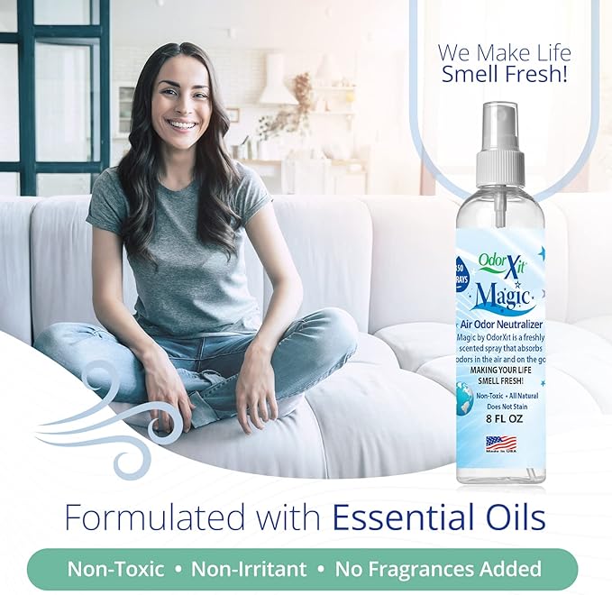 OdorXit Odor Eliminator Concentrate (4oz) + Magic Air Odor Neutralizer Spray (8oz) – Natural & Safe Odor Removal for Pets, Home & On-the-Go