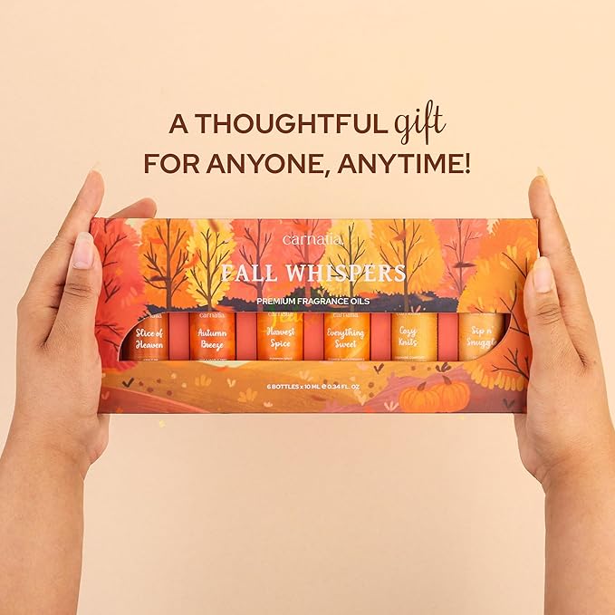 Carnatia Fall Whispers Aroma Oil Set - Pack of 6 | Cozy, Nostalgic Scents for Diffusers | Embrace Autumn’s Warmth with Earthy, Spiced & Comforting Aromas!