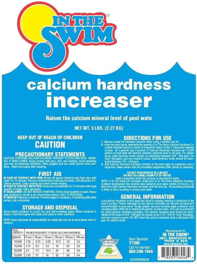 In The Swim Calcium Hardness Increaser for Swimming Pools - Fast-Acting, Scale Prevention - 94% Calcium Chloride - 45 Pounds