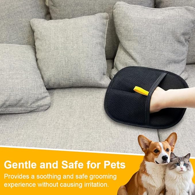 2 Packs Pet Hair Remover Glove, High-Efficiency Removal Pet Hair, Reusable Cat & Dog Hair Remover for Carpets, Clothing, car Cushions, Sofas, pet beds, Furniture, Cat Grooming Gloves