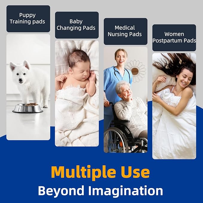 Extra Large Disposable Bed Pads 36"x 48"(60 Count) Adult Chucks Incontinence Underpads,Thicken Premium Tear Resistant Waterproof Pee Pads for Elderly,Kids,10X Super Absorbency Puppy Training Pads