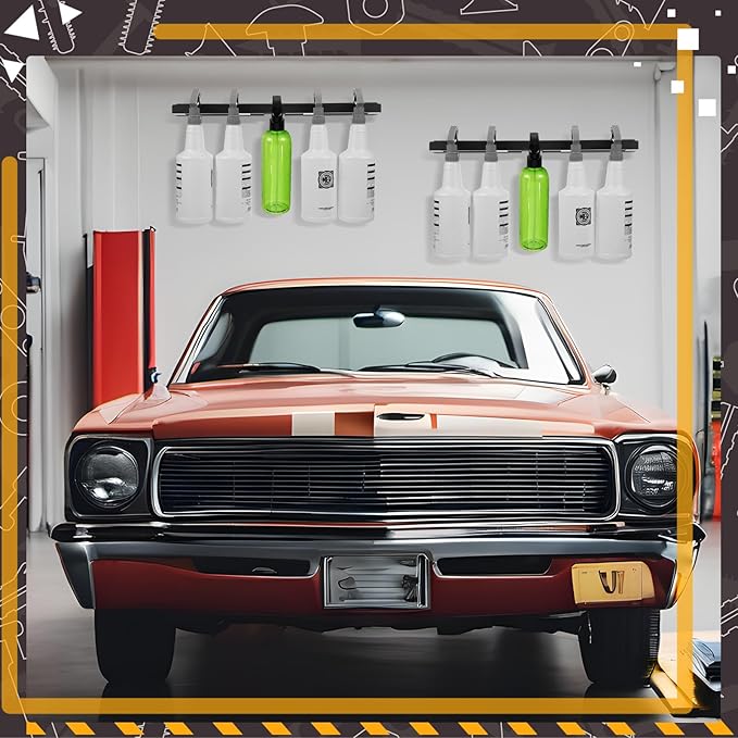 2 Pcs Spray Bottle Holder Wall Mounted Spray Bottle Storage Rack with Hardware Hanger Organizer,Holds up to 12 Sprayers (16 Oz) for Mobile Garage Home Organizer