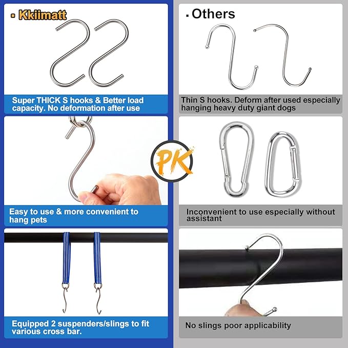 10 in 1 Dog Pet Grooming Hammock Harness with Nail Clippers/Trimmer, Dog Hammock for Nail Trim, Grooming Sling Hanger for Nail Trimming/Clipping (S/Under 30lb, Blue)