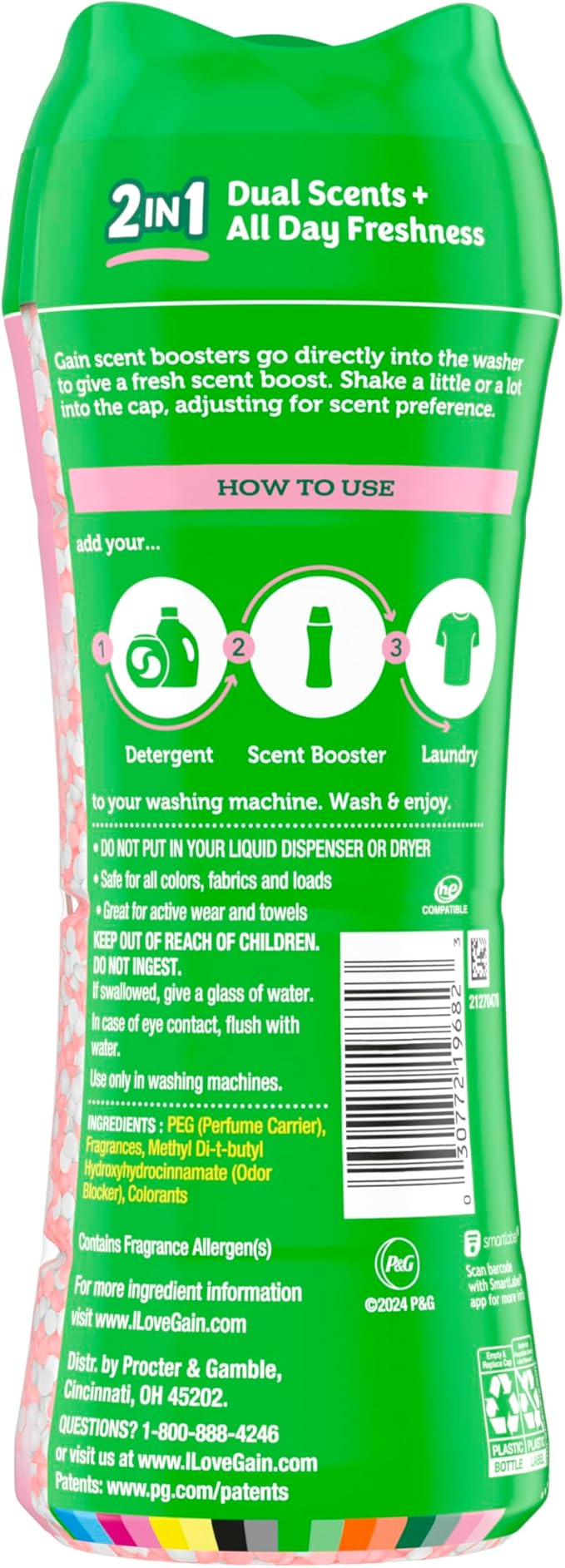 Gain Tango 2-in-1 Laundry Scent Booster Beads, Strawberry and Shea Scent, 10.7 oz, Laundry Beads with Dual Scents Plus All Day Freshness