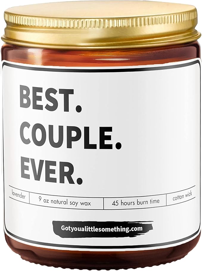 Gifts for Couples - Best Couple Ever Scented Candle for Couple Anniversary, Wedding Engagement, Newly Engaged - Present Boyfriend, Girlfriend, Husband, Wife, Fiance - Candle for Him and her