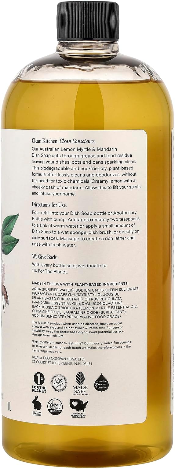 Koala Eco Dish Soap - with Australian Lemon Myrtle & Mandarin Essential Oil - 34oz