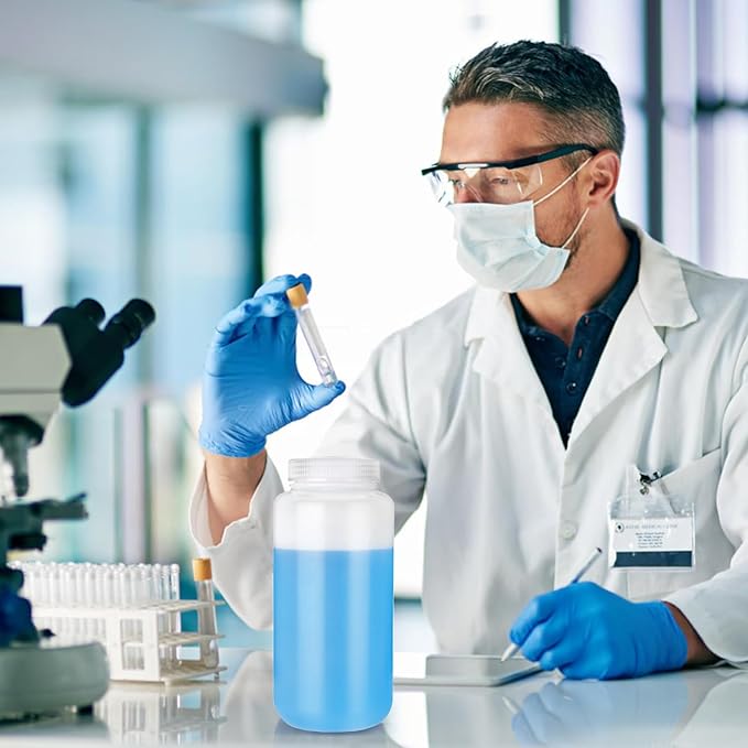 3 Pieces Plastic Reagent Bottle,Wide Mouth Reagent Bottle with Caps Designed for Laboratories,Classrooms (Nature, 3 * 1000ML)