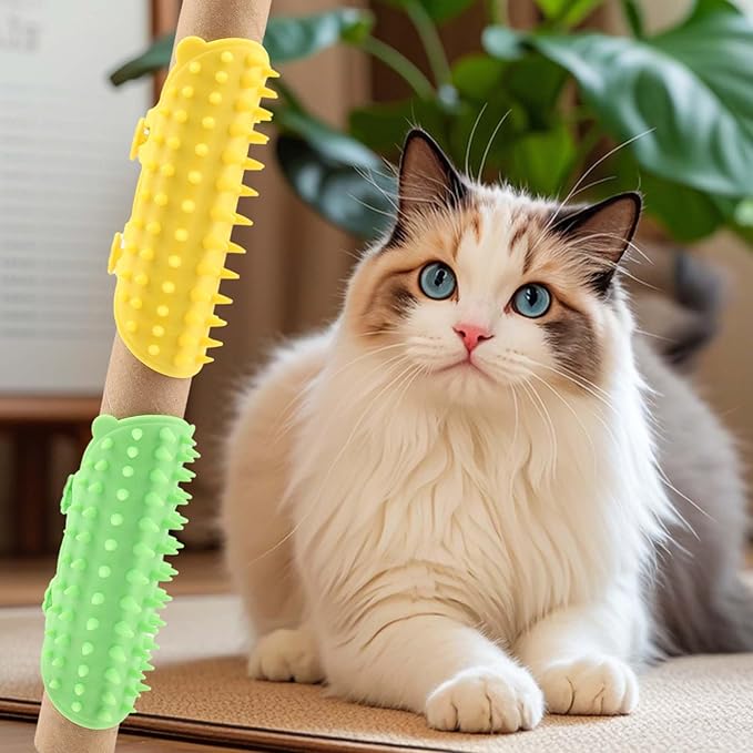 Cat Self Groomer Scratcher Adjustable - 4 PCS Adjustable Silicone Scratcher & Massager for Indoor Cats Corner, Soft Pet Face Groomer, Silicone Cat Face Scratchers for Long & Short Haired Pets