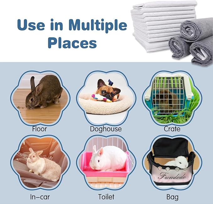 kathson 20 Pcs Guinea Pig Cage Liners Disposable 13" x 18" Rabbit Disposable Potty Training Pad Super Absorbent & Leak-Free Pet Supplies for Bunny Kitten Small Dog Guinea Pig