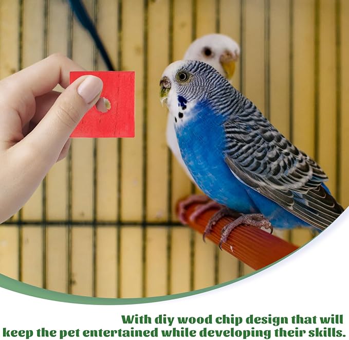 100pcs Bite Toy Wood Pieces for Pets Assorted Color Chew Toys Perfect for Birds and Small Animals