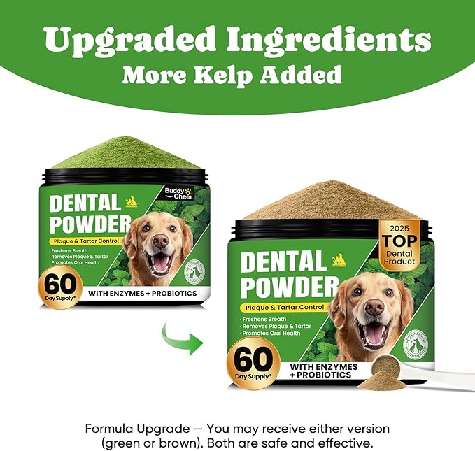 Dog Teeth Cleaning Powder, Dog Dental Powder and Cats Breath Freshener, Plaque Off Pet Tooth Cleaning lab co, Bad Breath & Tartar Remover for Dogs, Dog Teeth Cleaning with Enzymes- 60-Day Supply -Mint