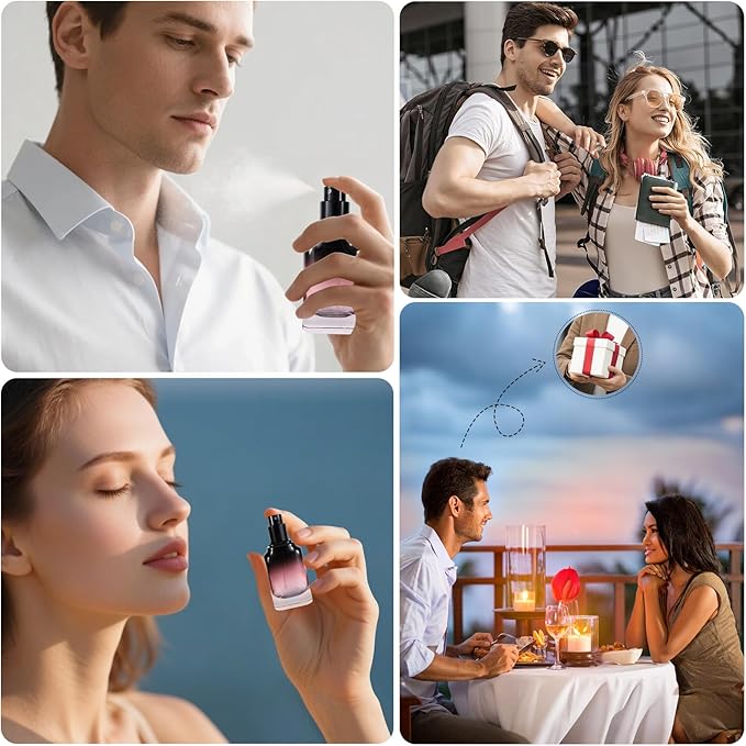 Perfume Bottles Empty Glass Atomizer Sprayer, 3 Pack 20ml Refillable Travel Spray Bottle for Fragranc or Essential Oil, Portable Cologne Atomizers with Dispensing Kit for Handbag, Date