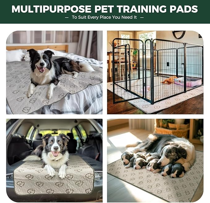 FXW Washable Pee Pads for Dogs, Puppy Pads with Super Absorbent, Specifically Designed for Potty Training, 70" × 30" Rectangle, Khaki, 1 Pack