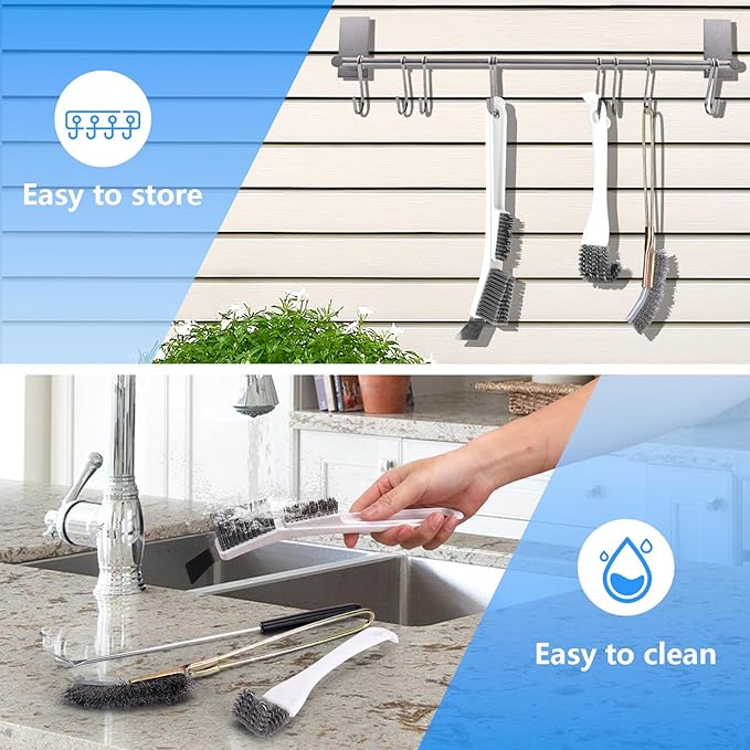 XANGNIER Bird Cage Cleaner Brush Kit,Bird Poop Remover Cleaning Tools Set Accessories for Small,Medium,Large,Tall,Stainless Steel,Parakeet,Budgie,African Grey Parrot,Cockatoo Birds Cage Accessories