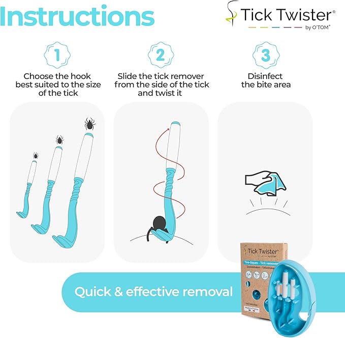 Tick Twister Tick Remover for Dogs and Human - Made in France - Tick Puller for Humans and Dogs - 3 Different Sizes - Dog Tick Removal Tool - Also for All Other Pets - Tick Nipper in