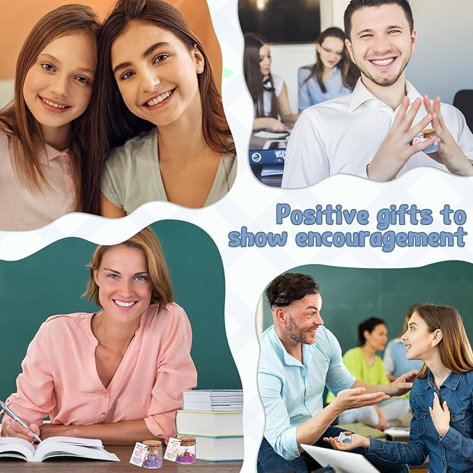 20 Sets Employee Appreciation Gifts Bulk Support Inspirational Mini Luminous Axolotl Cards with Glass Bottle for Christmas Teacher Students Gift Classroom Party Favors