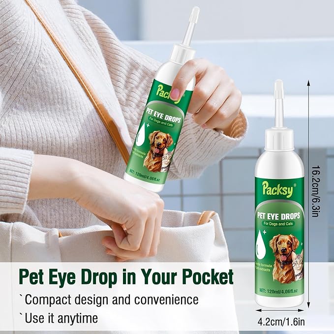 2 * 120ml/4.06fl oz Pet Eye Drops for Dogs and Cats,Solution for Redness,Itching and Tear Stains,Fast-Acting,Safe for All Breeds and Sizes,2pcs