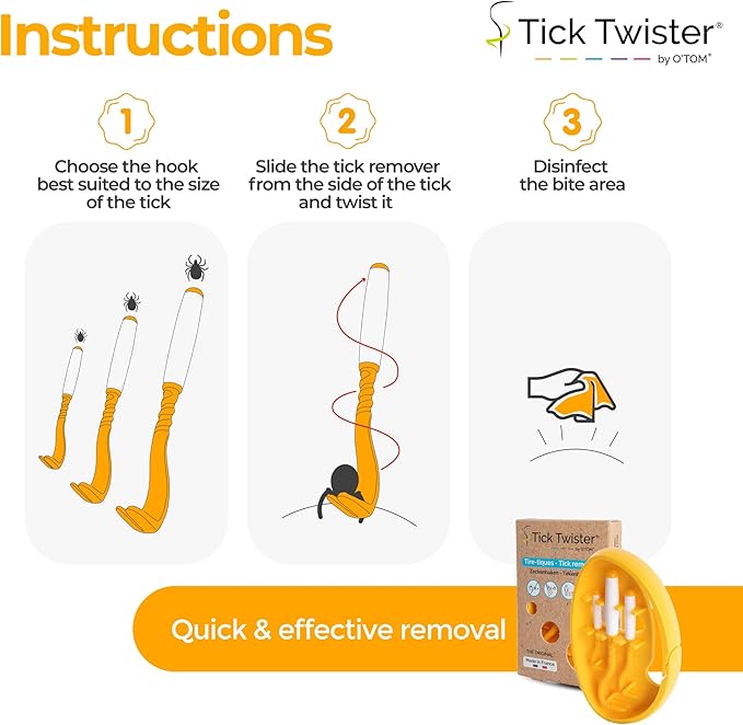 Tick Twister Tick Remover for Dogs and Human - Made in France - Tick Puller for Humans and Dogs - 3 Different Sizes - Dog Tick Removal Tool - Also for All Other Pets - Tick Nipper in