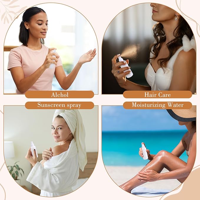 80 Pack 2 oz Plastic Spray Bottles Fine Mist Travel Spray Bottles with Pump Cap Double Cap Refillable and Reusable Empty Plastic Containers for Travel Cosmetic Essential Oils Perfume (White)