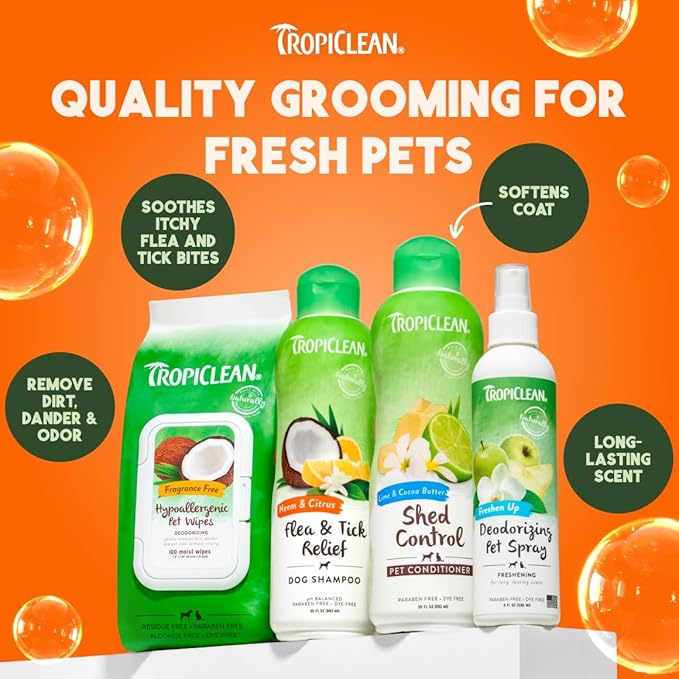 TropiClean Citrus Flea & Tick Shampoo for Dogs, Soothing Bite Relief, Fresh Citrus Scent, Made in The USA, 1 Gallon
