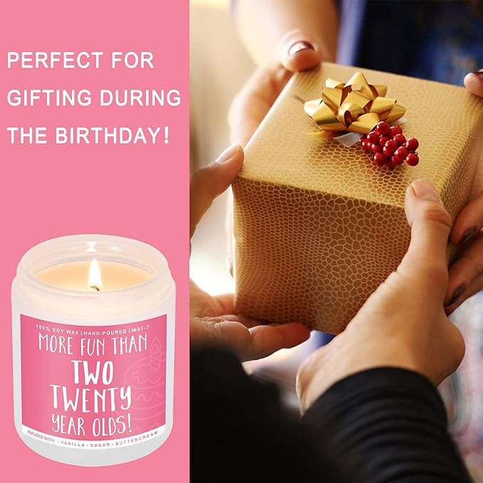40th Birthday Gifts for Women, Perfect Birthday Present, Funny Presents for Mom, Friends, Wife, Sister, 7oz Vanilla Cream-Scented Candle
