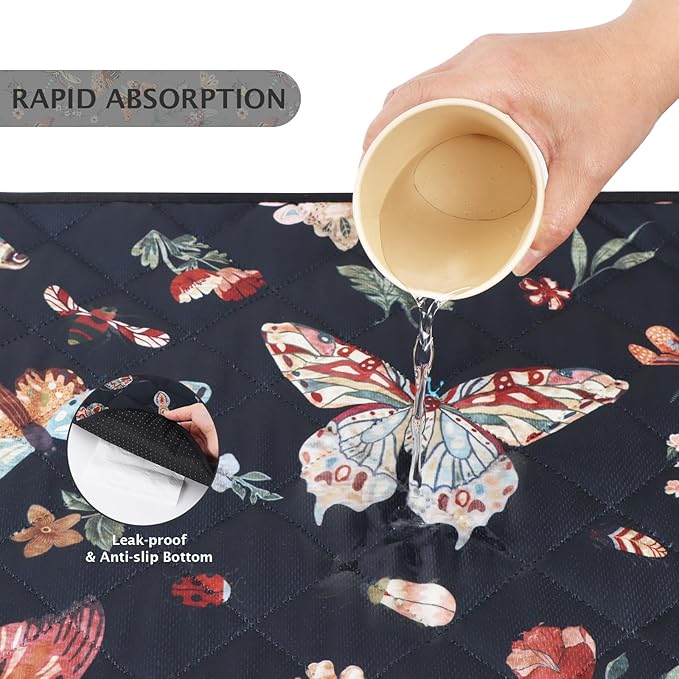 IEUUMLER Washable Pee Pads for Dogs, 1 Pack Insect Pattern Reusable Waterproof Puppy Potty Pads, Non-Slip Absorbent Pet Training Pads for Playpen Crate Bed EU014