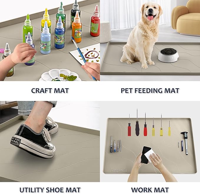 Heavy Duty Silicone Under Sink Mat for Kitchen&Bathroom 28" x 19", Waterproof Under Sink Rubber Mat Drip Tray, Raised Edge Under Sink Liner,Prevent Drips, Leaks, Spills,Brown