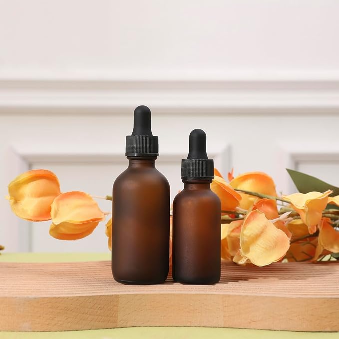 48 Pack,1oz Glass Dropper Bottle, Amber Tincture Bottles with Dropper, Pretty Finish for All Kinds of Liquids,Oil Bottles for Hair- Stronger Suction ideal for Leakproof Travel