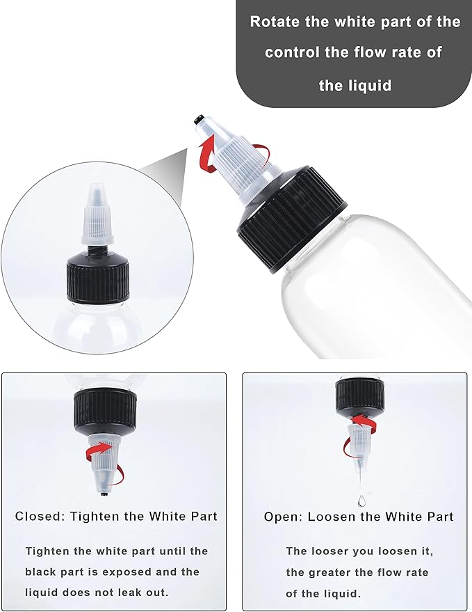 10 Pcs 2oz Plastic Squeeze Bottles with Twist Top Cap, 60ml Clear Dispensing Bottles, Empty Squirt Bottle for Liquids, Sauces, Arts, Crafts, Travel