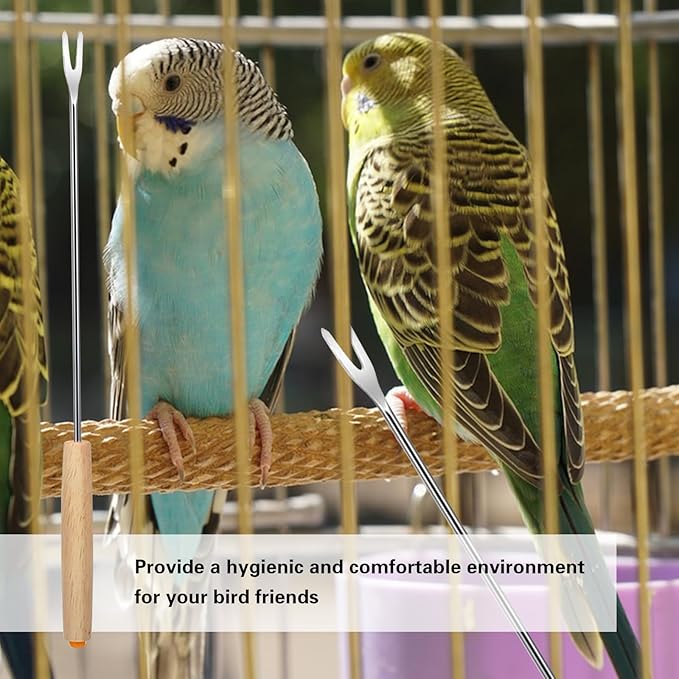 7-Piece Set Bird Cage Cleaner,Small Animal cage Cleaning Tool Wooden and Stainless Steel Cleaning Brush Long Handle Cleaning Brush Spatula Bird Cleaning Bird Drops Multipurpose Cleaning