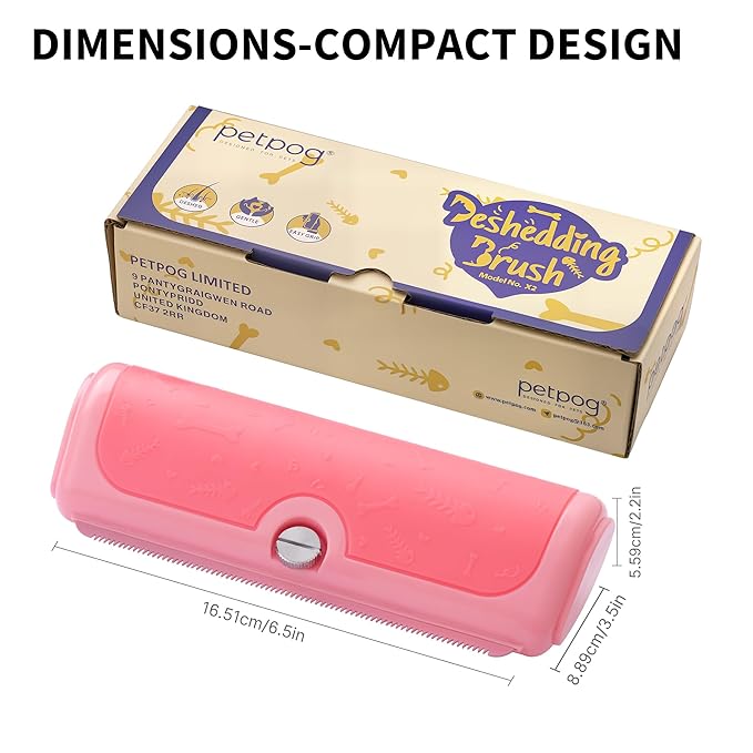 Cat & Dog Deshedding Brush – Pink Gentle Pet Hair Remover Comb for Shedding, Comfortable Grip, Easy Clean Grooming Tool for Long & Short Hair