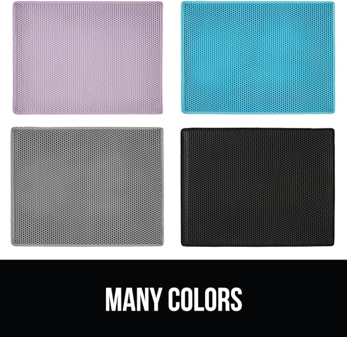 GORILLA GRIP Honeycomb Cat Litter Box Mat, 35x24 Two Layer Trapping Waste Mats, Soft On Paws, Litter Box Supplies and Essentials for Indoor Cats, Traps Excess, Water Resistant for Floors, Beige