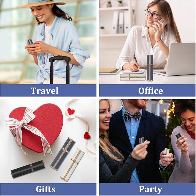 5ml Perfume Spray Bottle, AG00DB Leather Refillable Dispenser Bottom Fill Fragrance Scent Container, Portable and Leak-proof Suitable for Traveling & Outgoing (Deep Blue 5ml)