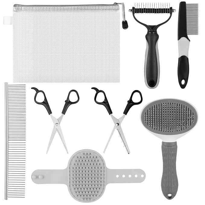 Pet Grooming Kit – Shedding Slicker Brush & Bath Massage Tool for Dogs, Cats, Puppies & Rabbits | Gentle, Easy-Clean Design for Healthy Coats & Relaxing Grooming