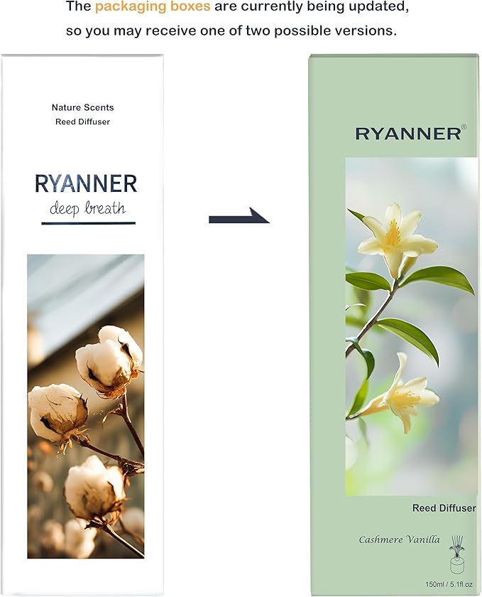 Reed Diffuser Set,5.1 fl oz Cashmere Vanilla Scent Diffuser with Sticks Home Fragrance Reed Diffuser with Essential Oil for Bathroom Shelf Decor&Air Freshener,Home Bathroom Office Decor&Gifts